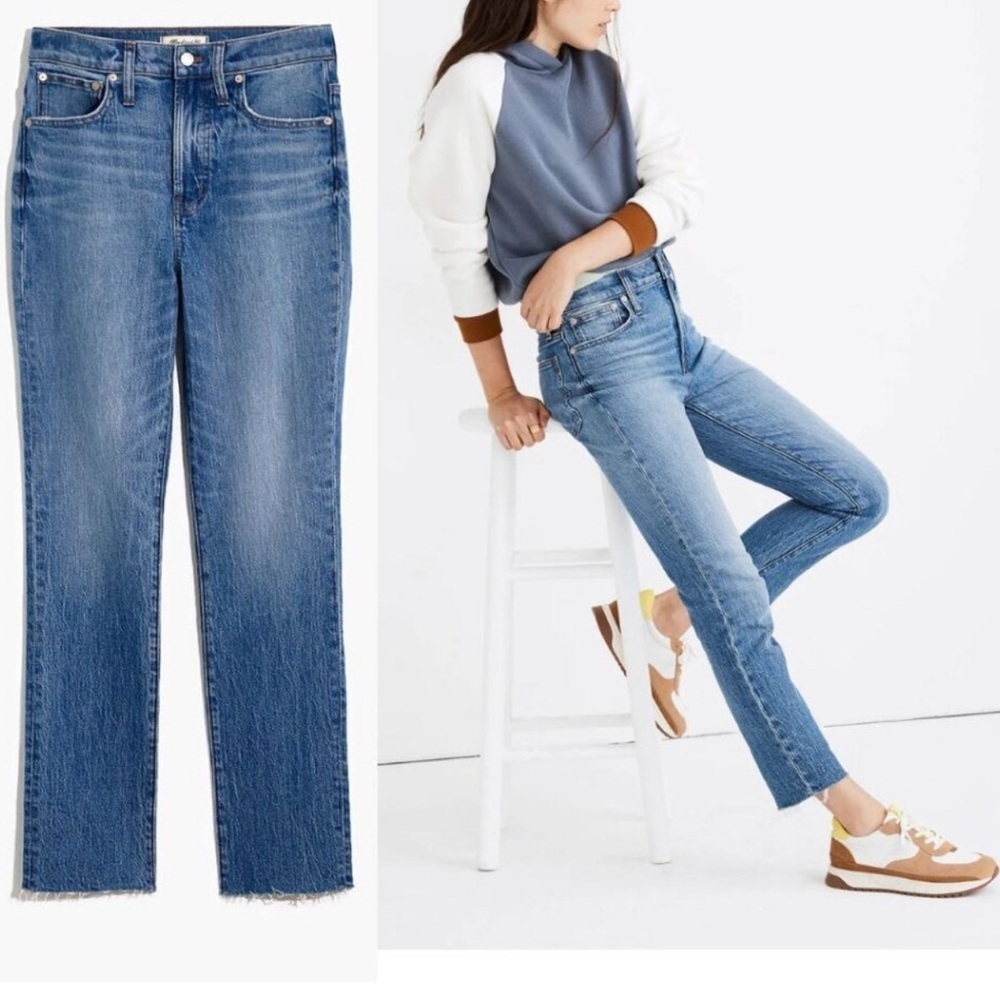 Madewell The Perfect Vintage Jeans High Rise Raw Hem Cropped Preppy Western 31